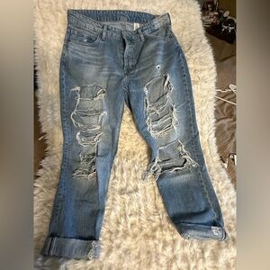 Great pair of jeans! Distressed Light Wash Ripped Boyfriend Jeans
